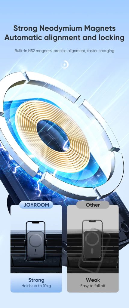 پایه نگهدارنده و شارژر مگنتی گوشی موبایل JOYROOM مدل JR-ZS295 Air Vent  - Image 6