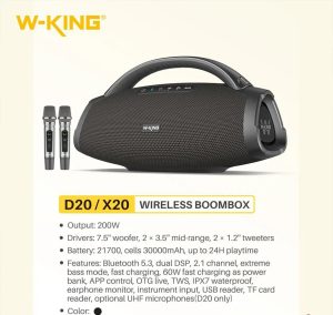 اسپیکر‌ بلوتوثی قابل حمل W-king مدل D20 همراه با میکروفون - Image 2