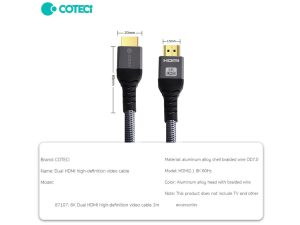 کابل انتقال تصویر دو سر HDMI کوتتسی مدل 87107 به طول یک متر - Image 3